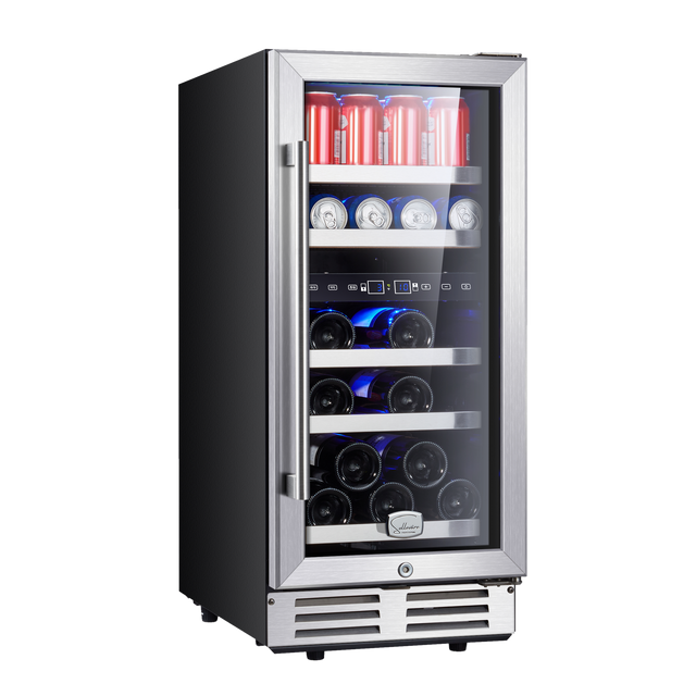 15-in W 13-Bottle and 48 Can Capacity Stainless Steel Dual Zone Cooling Built-In/freestanding Wine Cooler