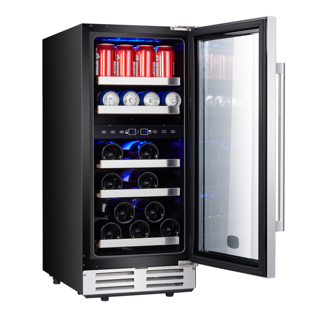15-in W 13-Bottle and 48 Can Capacity Stainless Steel Dual Zone Cooling Built-In/freestanding Wine Cooler