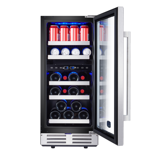 15-in W 13-Bottle and 48 Can Capacity Stainless Steel Dual Zone Cooling Built-In/freestanding Wine Cooler