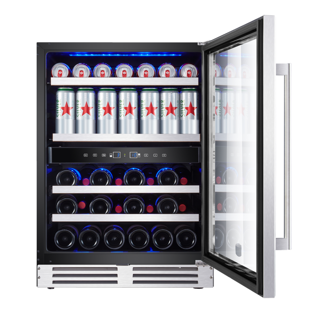 23.4-in W 46-Bottle Capacity Stainless Steel Dual Zone Cooling Built-In/freestanding Wine Cooler